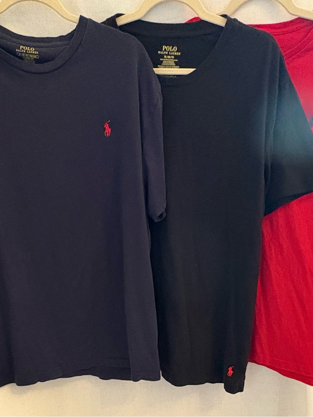 3 Polo by Ralph Lauren Men's Crew Neck T-Shirt’s size XL Red, Black, Navy Blue